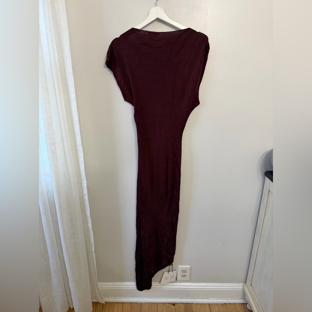 SRG Mehek Asymmetric Knit Dress in Oxblood - Picture 6 of 11